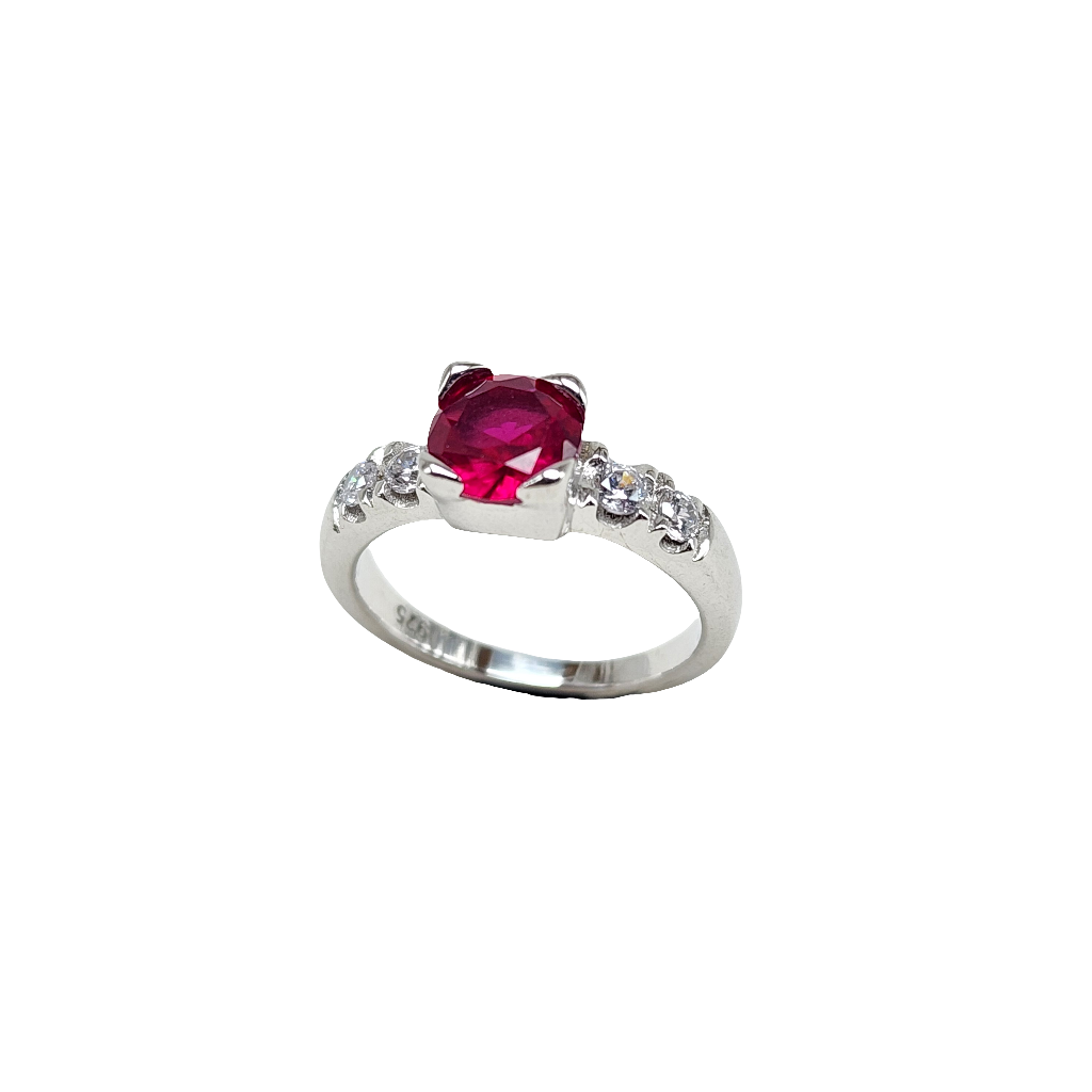 Radiant Ruby and CZ Diamond Ring