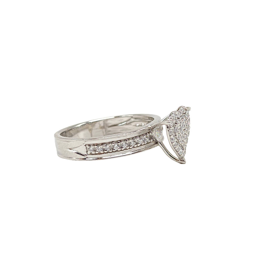 Heart Shaped Cubic Zirconia Pave Sterling Silver Ring