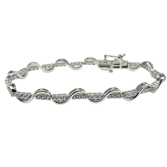 Sterling Silver Infinity Bracelet with CZ