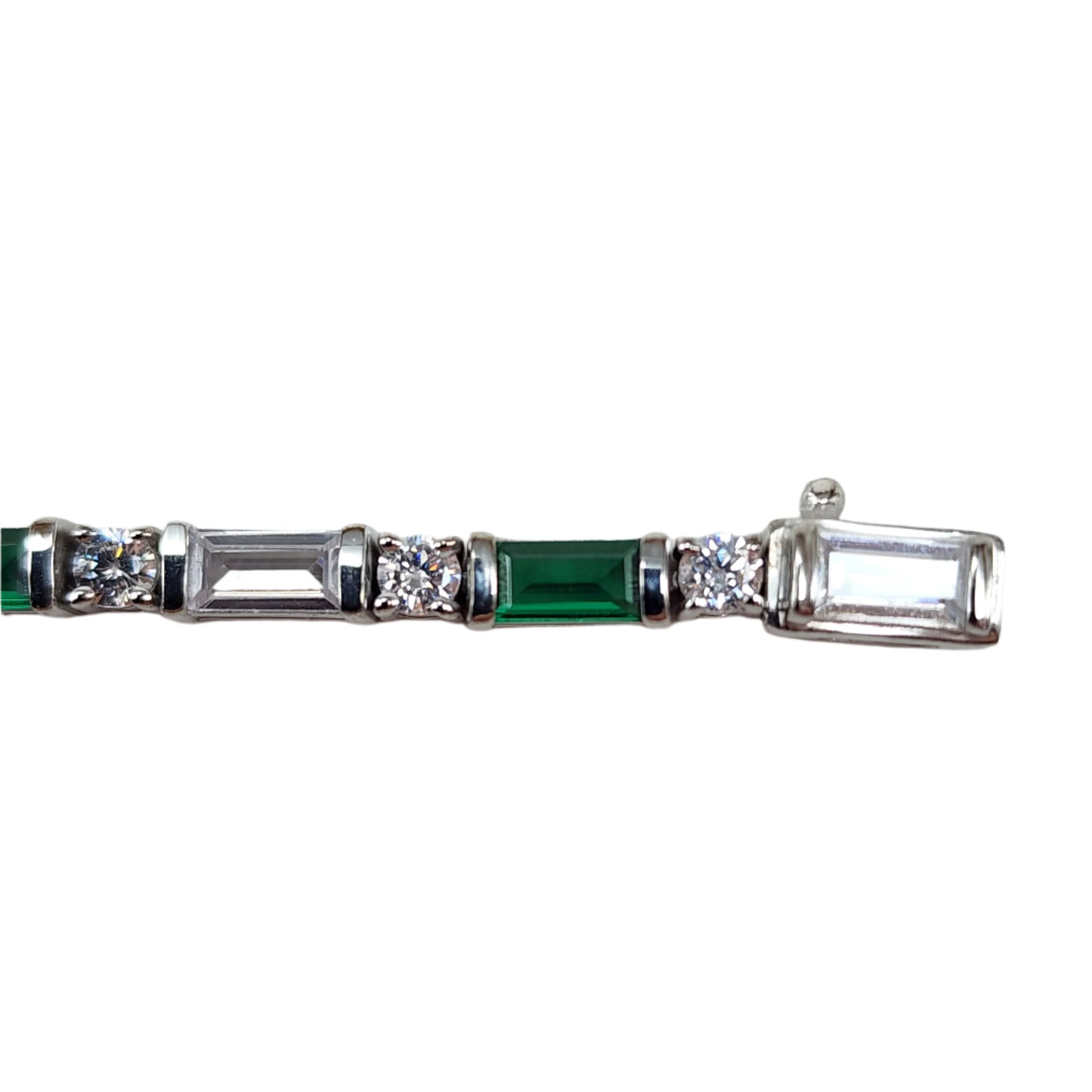 Rectangle Emerald Tennis Bracelet With CZ Diamonds