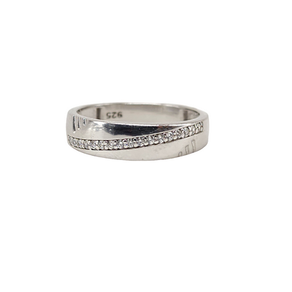 925 Sterling Silver Cubic Zirconia Wedding Simple Band