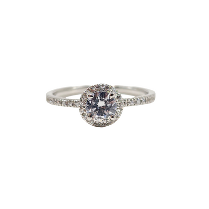 Elegant Halo Cubic Zirconia Diamond Engagement Ring