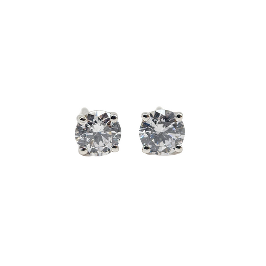 Sterling Silver Stud Earring With CZ Diamonds