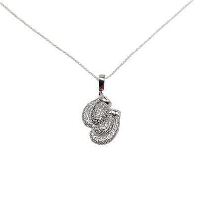 Sterling Silver Boxing Gloves Pendant With Cubic Zirconia Diamonds