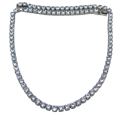 Cubic Zirconia Diamond Line Necklace in Sterling Silver