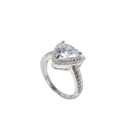 Halo Trillion Cut CZ 925 Sterling Silver Wedding Ring