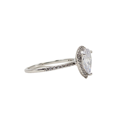 Pear Shaped Cubic Zirconia Halo Ring