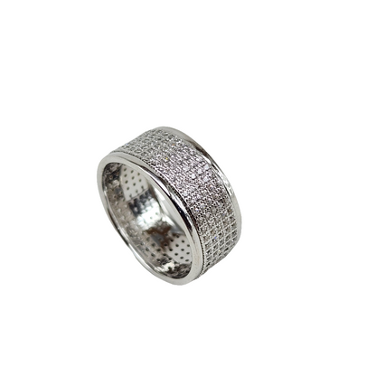 Sterling Silver Pave Diamond Band Ring