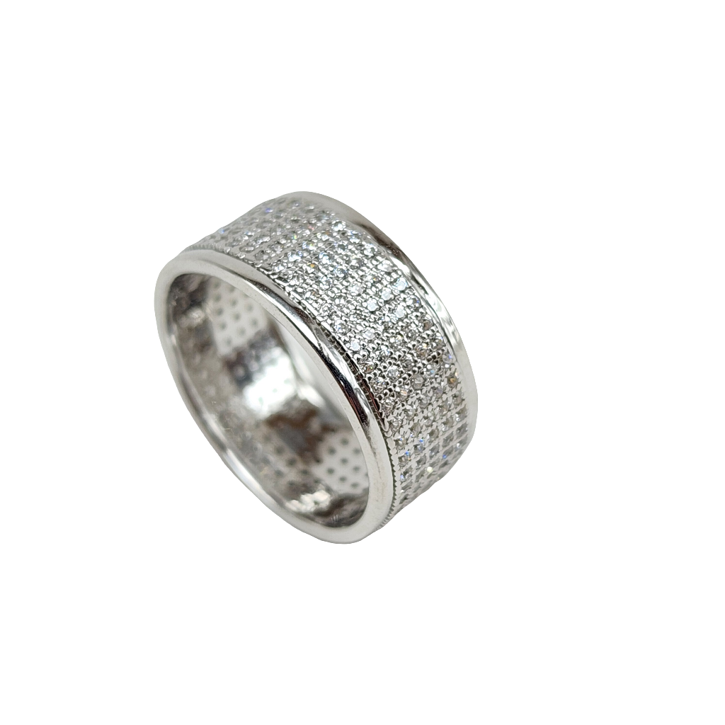 Sterling Silver Pave Diamond Band Ring