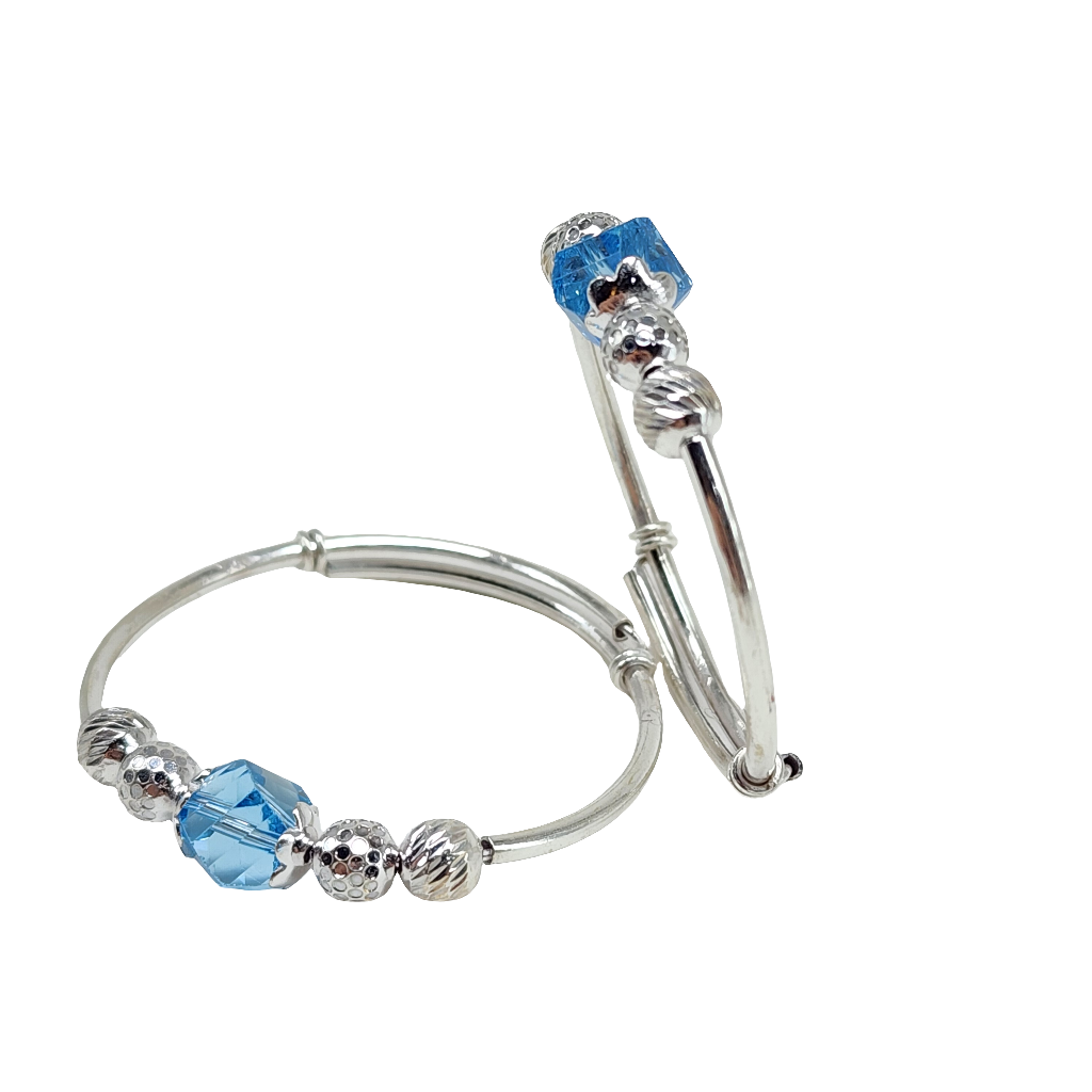 Blue Pearl Sterling Silver Toddler Bangles