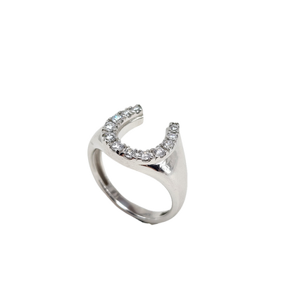 Horseshoe Pave Set Cubic Zirconia Men Ring