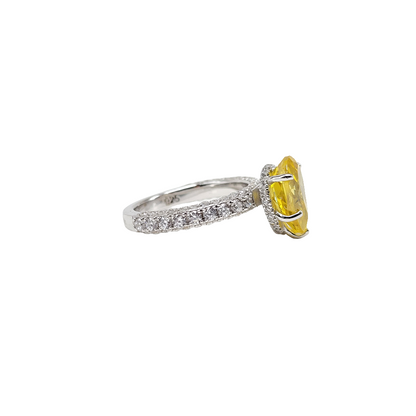 Yellow Stone Pear Shaped Silver Ring