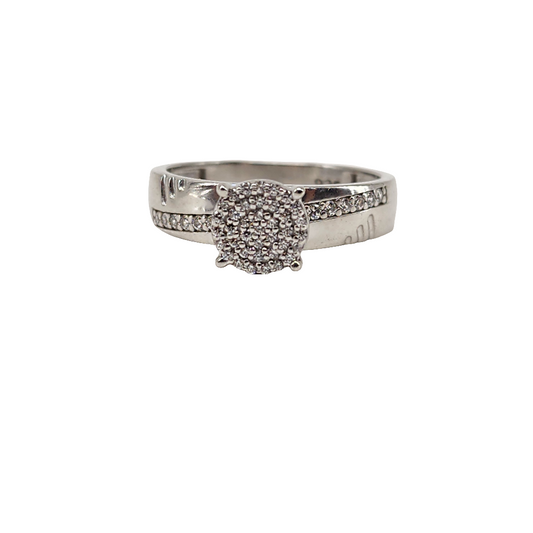 Sterling Silver Round Pave Diamond Ring