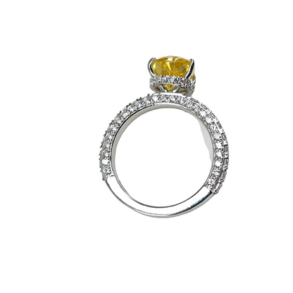 Yellow Stone Pear Shaped Silver Ring