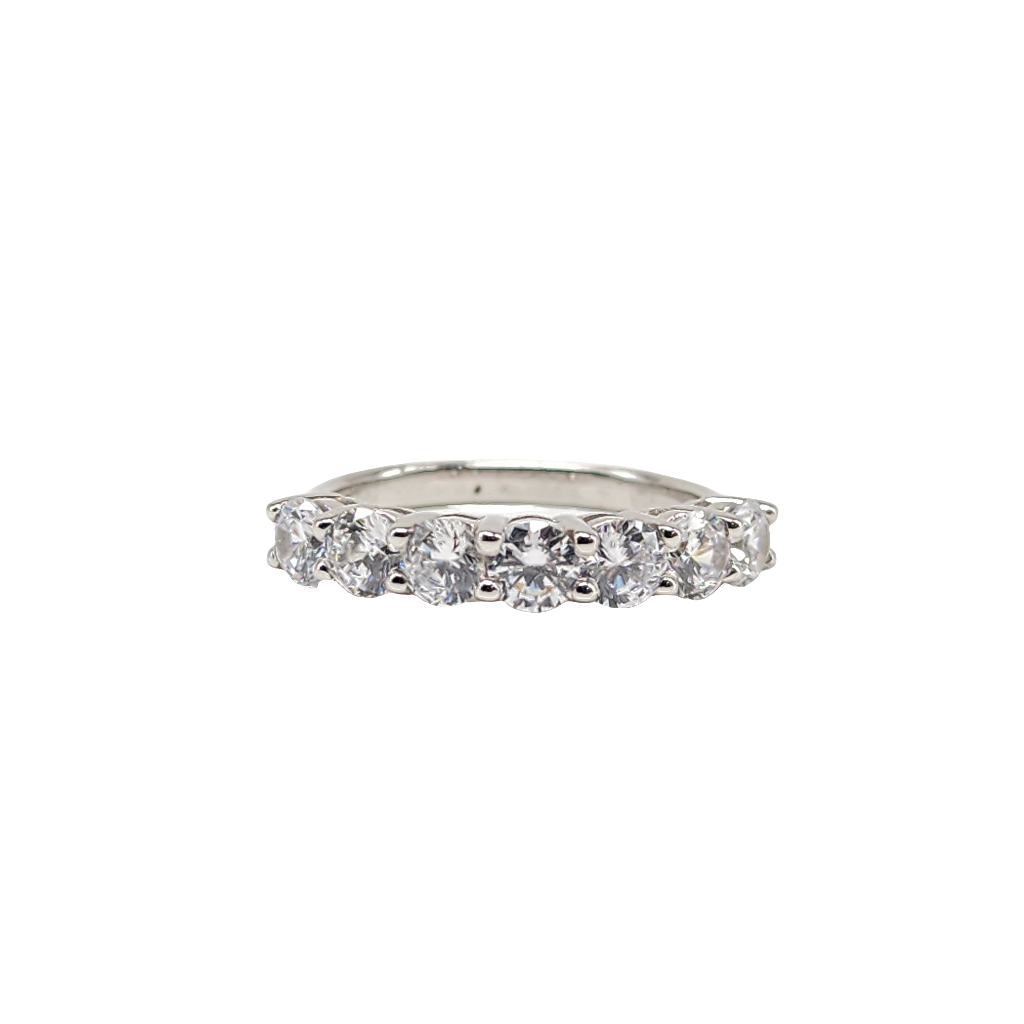 Cubic Zirconia Diamond Band Ring in Sterling Silver