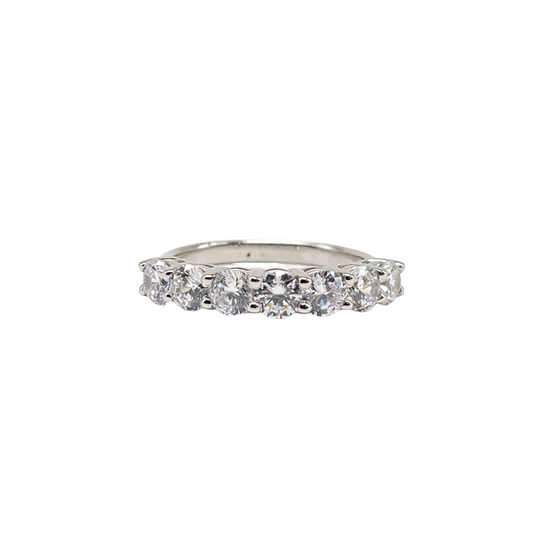 Cubic Zirconia Diamond Band Ring in Sterling Silver