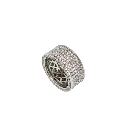 Men's Hip Hop CZ Diamond Band Ring in Sterling Silver