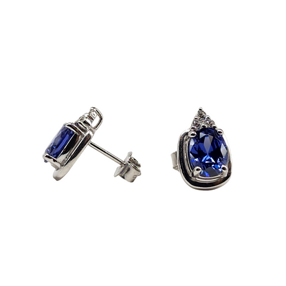 Blue Gem Radiance 925 Sterling Silver Earrings