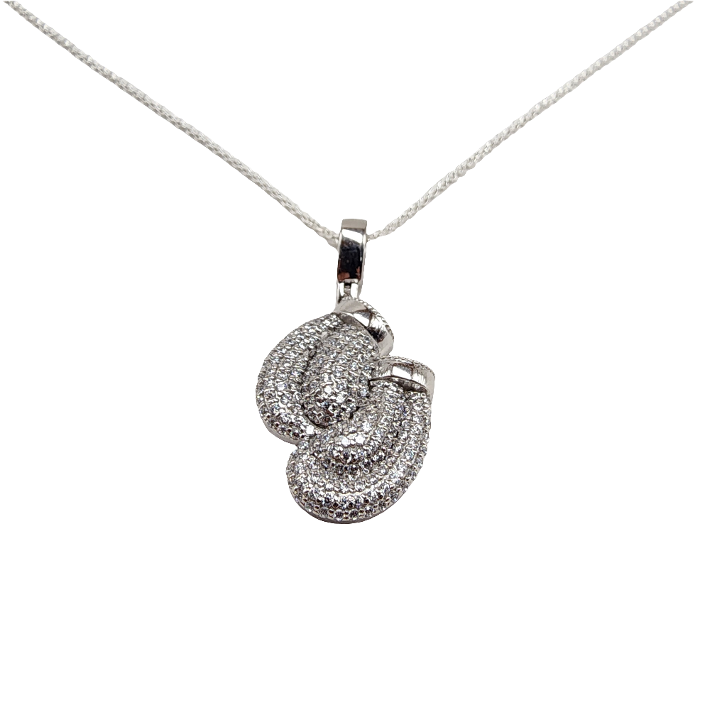 Sterling Silver Boxing Gloves Pendant With Cubic Zirconia Diamonds