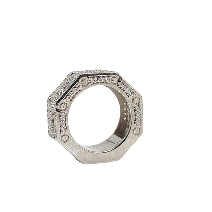 Men's Sterling Silver Octagon CZ Diamond Ring