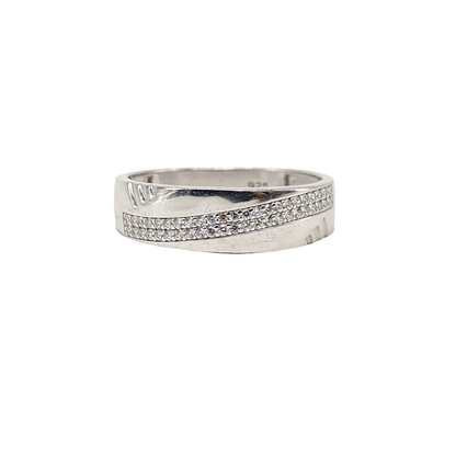 925 Sterling Silver Cubic Zirconia Engagement Simple Band