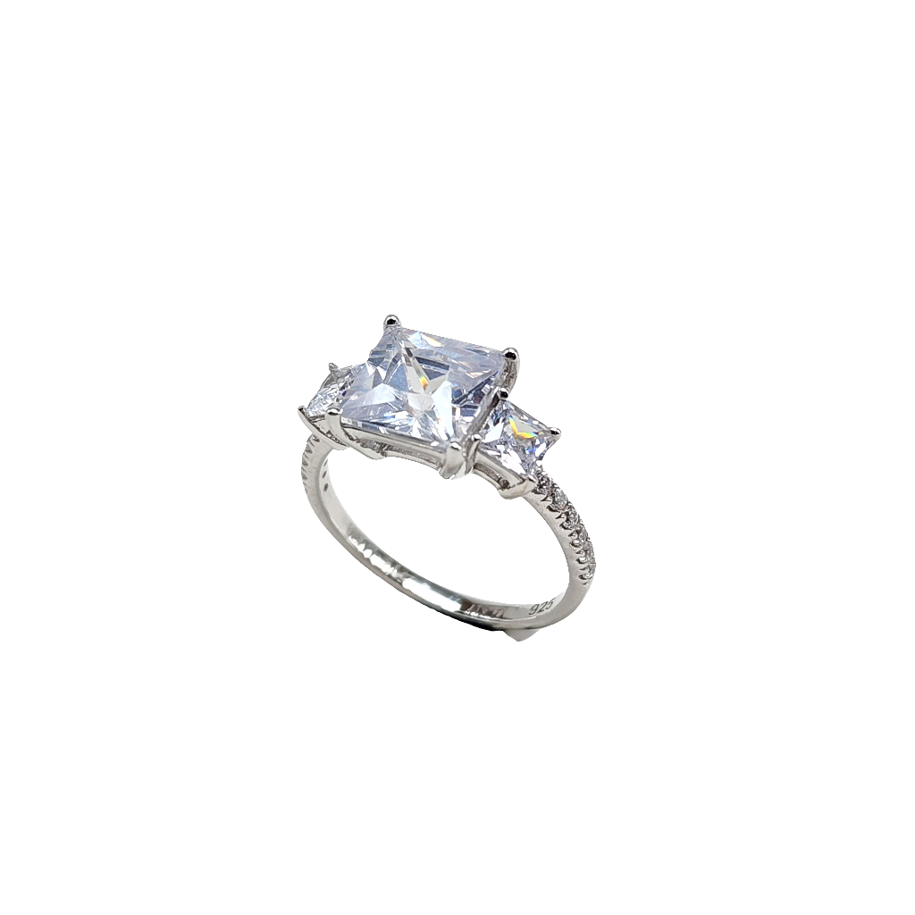 Classic Three Stone Cubic Zirconia Diamond Engagement Ring