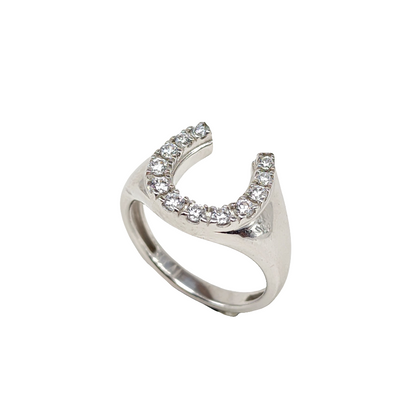 Horseshoe Pave Set Cubic Zirconia Men Ring