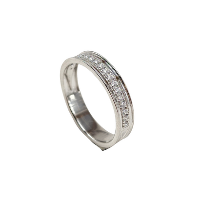 925 Sterling Silver Wedding Band With Cubic Zirconia