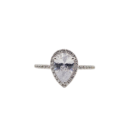 Pear Shaped Cubic Zirconia Halo Ring