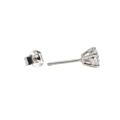 Sterling Silver Stud Earring With CZ Diamonds