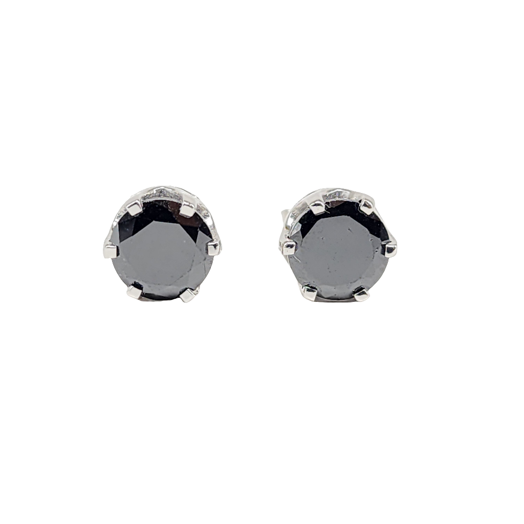 Black Stud Earrings in Sterling Silver