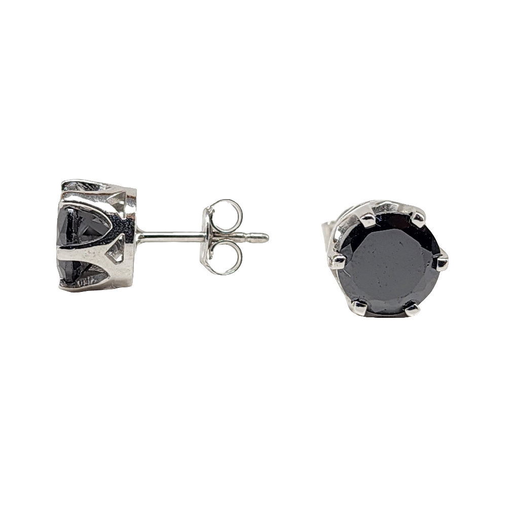 Black Stud Earrings in Sterling Silver