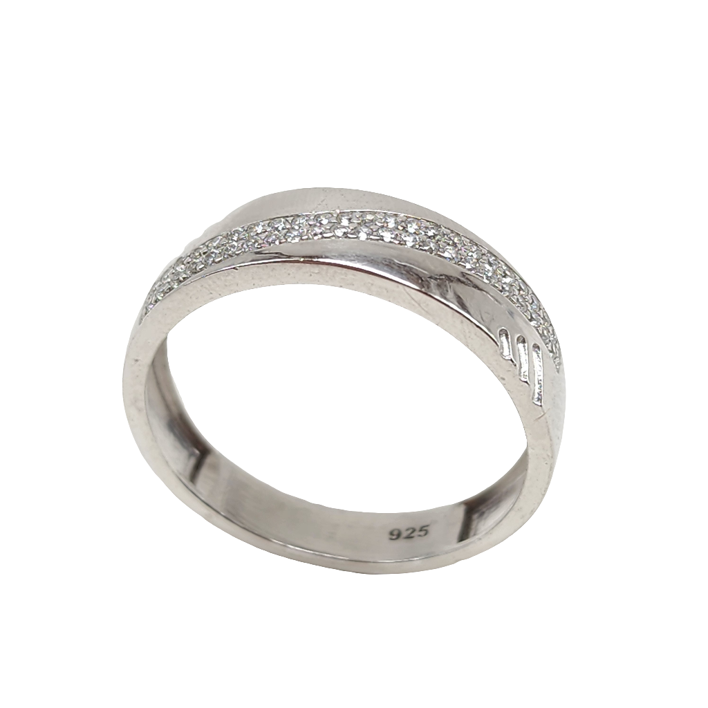 925 Sterling Silver Cubic Zirconia Engagement Simple Band