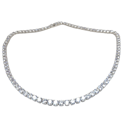 Cubic Zirconia Diamond Line Necklace in Sterling Silver