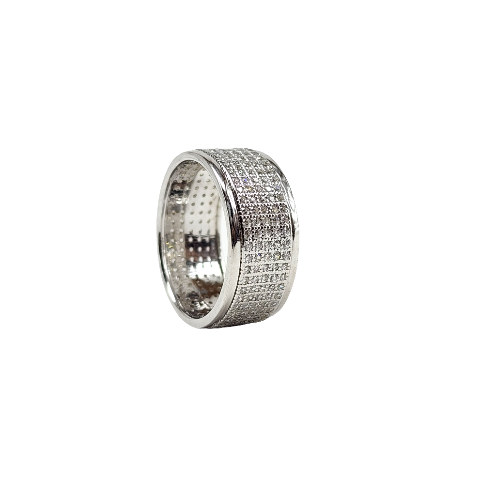 Sterling Silver Pave Diamond Band Ring