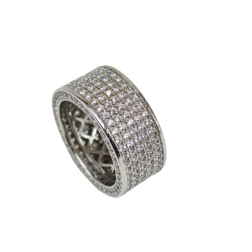 Men's Hip Hop CZ Diamond Band Ring in Sterling Silver