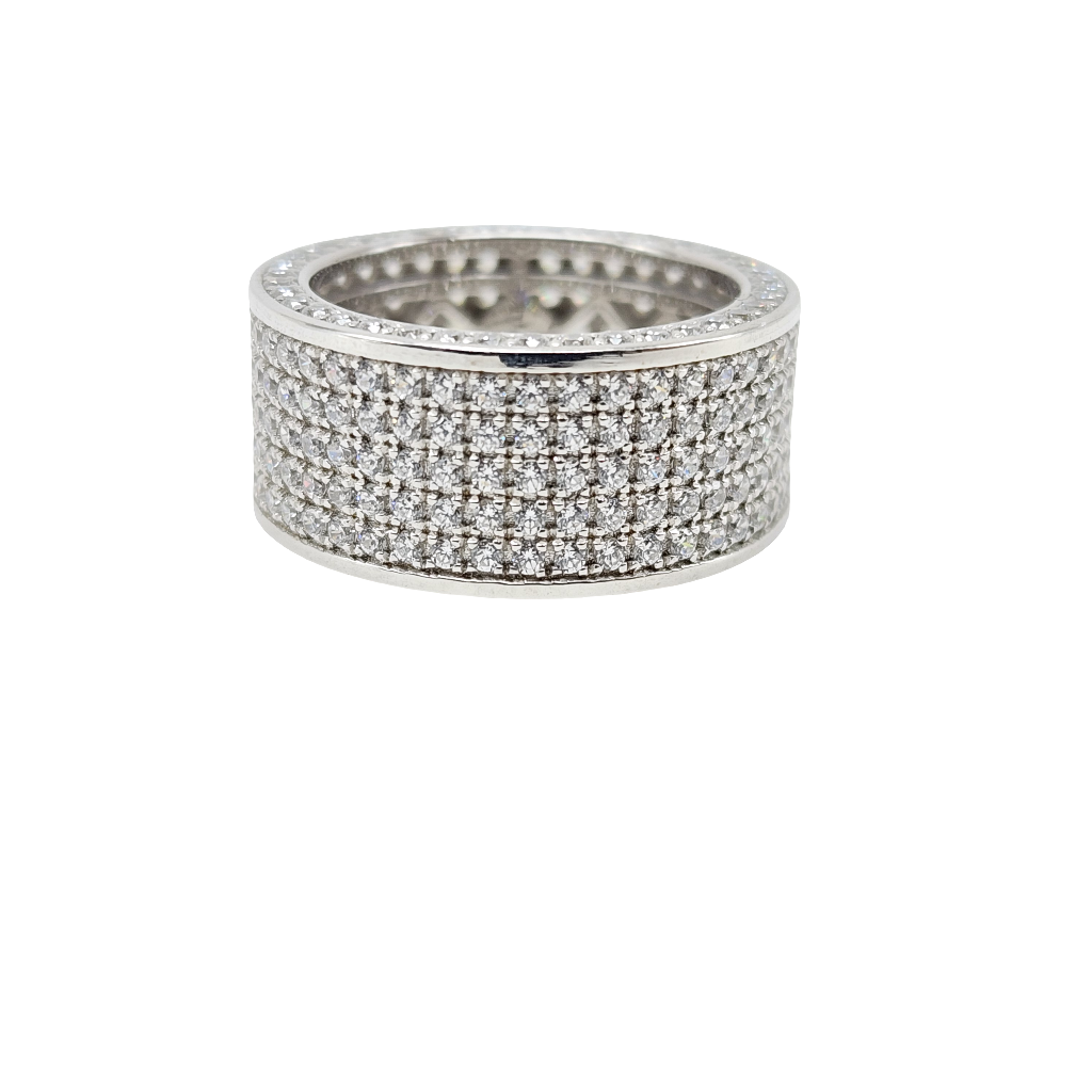 Men's Hip Hop CZ Diamond Band Ring in Sterling Silver