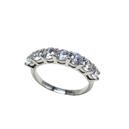 Cubic Zirconia Diamond Band Ring in Sterling Silver