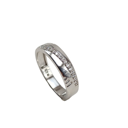 925 Sterling Silver Cubic Zirconia Wedding Simple Band