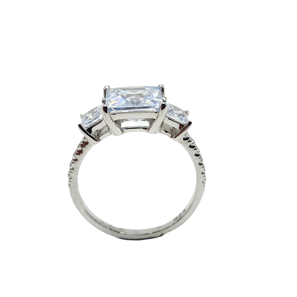 Classic Three Stone Cubic Zirconia Diamond Engagement Ring