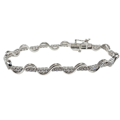 Sterling Silver Infinity Bracelet with CZ