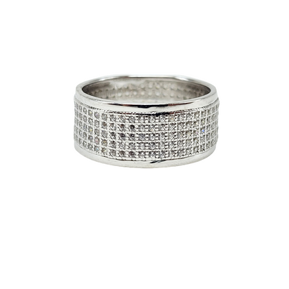 Sterling Silver Pave Diamond Band Ring